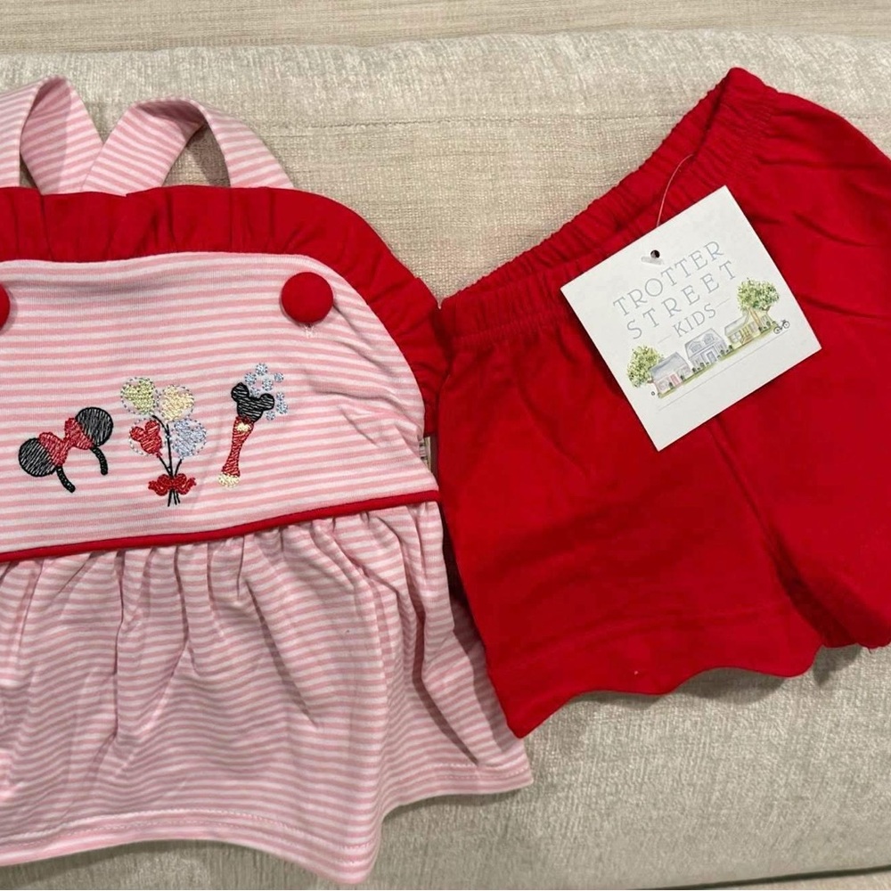 Trotter Street Kids Pink & Red Striped Matching Set! Perfect for Disney!
